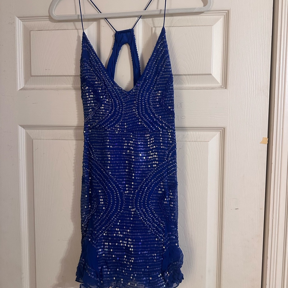 Free people blue sequin dress NWT